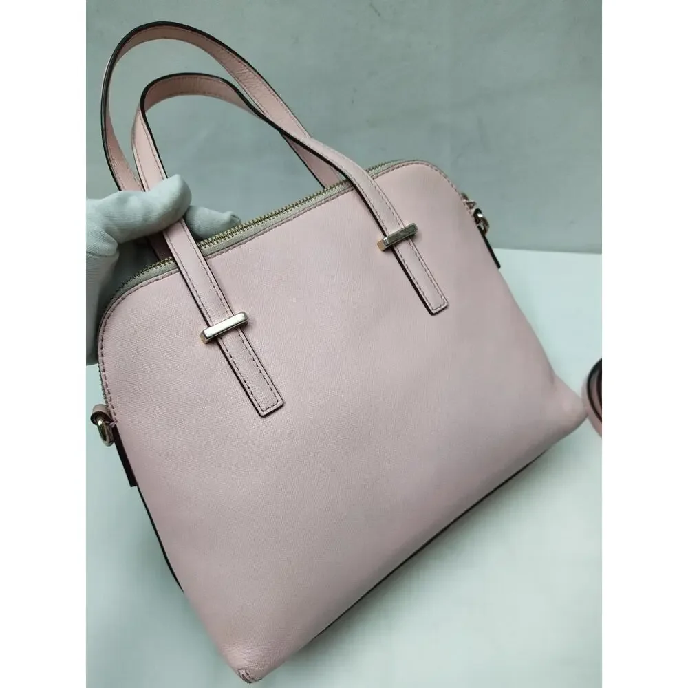 Kate Spade New York Pink Crossgrain Leather Domed Double Handles Satchel Bag